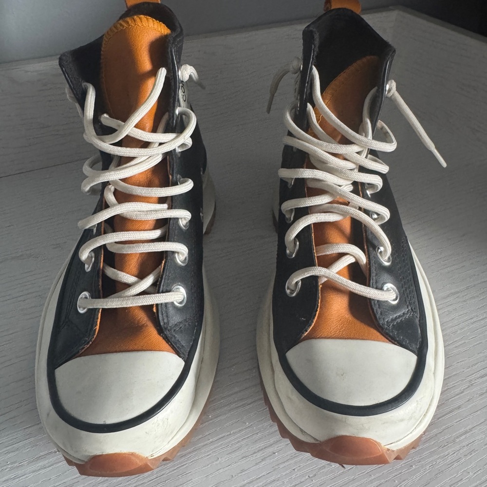 Converse Black and Orange High-Top Sneakers